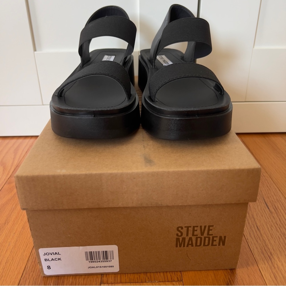 Steve Madden Jovial Black Platform Sandals - Picture 2 of 6